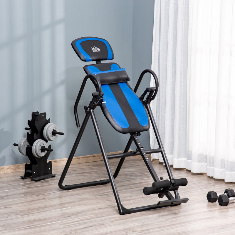 HOMCOM Foldable Gravity Inversion Table, Fitness Bench w/ Soft Ankle Cushions