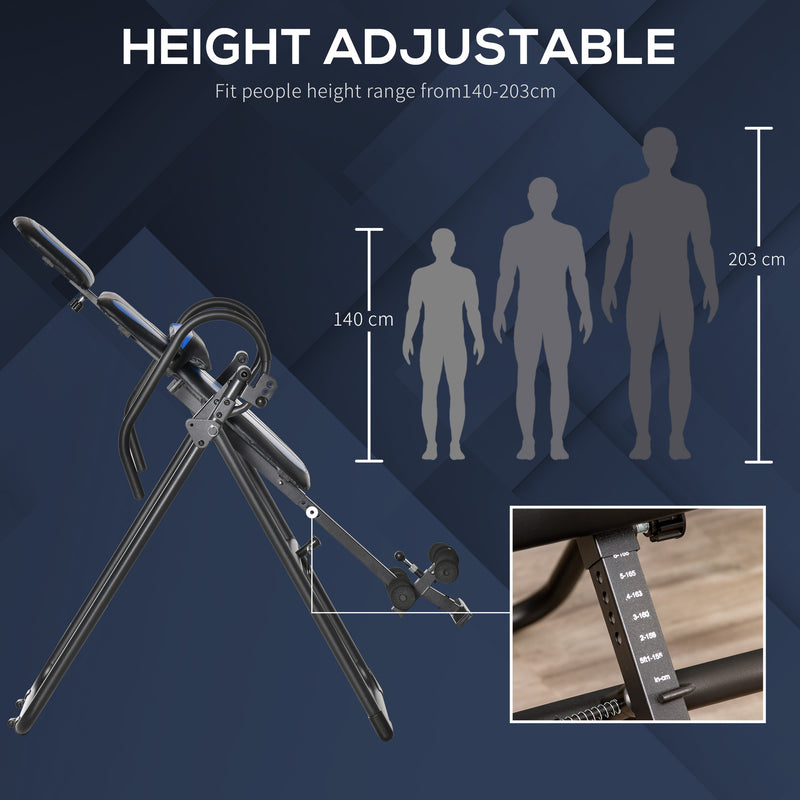 HOMCOM Foldable Gravity Inversion Table, Fitness Bench w/ Soft Ankle Cushions