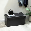 HOMCOM Storage Ottoman Bench, 89L PU Leather Folding Foot Rest, Black