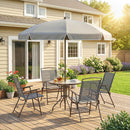 Outsunny Garden Dining Set, Patio Sets With Tempered Glass Table
