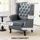 HOMCOM Chesterfield-style Wing Back Armchair Tufted Accent Chair Grey