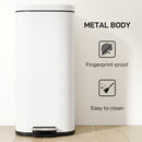 HOMCOM 30L Kitchen Bin, Pedal Bin with Lid, Removable Inner Bucket, Cream
