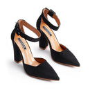 Pointed Toe High Block Heel Close Toe Shoes - Black