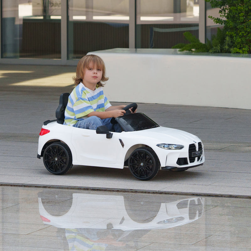 AIYAPLAY 12V Yellow BMW M4 Licensed Kids Electric Car w/ Remote, Suspension
