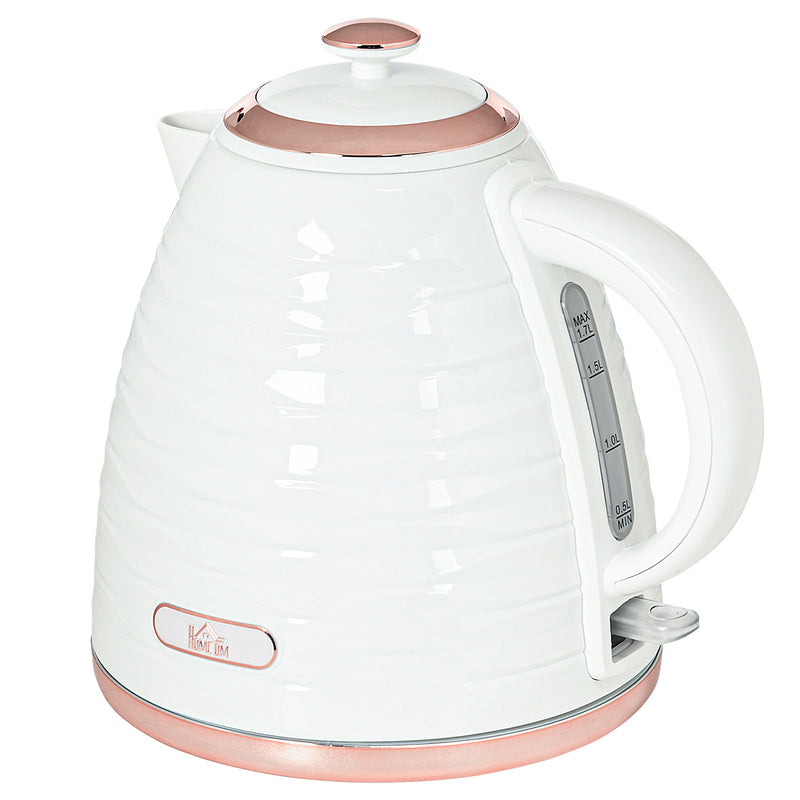 HOMCOM Electric Kettle, Fast Boil, 1.7L, 3kW, Swivel, Ripple