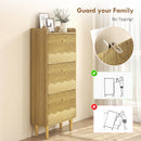 HOMCOM Narrow Shoe Cabinet, Shoe Storage Cabinet with 3 Flip Drawers, Oak