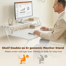 HOMCOM Folding Desk with 2-Tier Shelf for Home Office, White