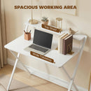 HOMCOM Folding Desk with 2-Tier Shelf for Home Office, White