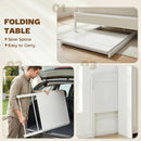HOMCOM Folding Desk with 2-Tier Shelf for Home Office, White
