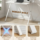 HOMCOM Folding Desk with 2-Tier Shelf for Home Office, White