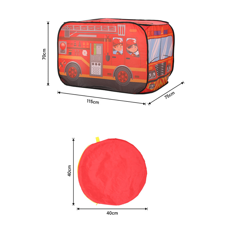 Kidkid Fire Engine-Themed Play Tent with 2 Top Openings