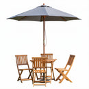 Outdoor 4 Person Folding Square Wooden Garden Dining Table Chairs Grey Parasol and Base Set