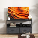 HOMCOM TV Cabinet, TV Console Unit With 2 Foldable Linen Drawers