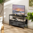 HOMCOM TV Cabinet, TV Console Unit With 2 Foldable Linen Drawers