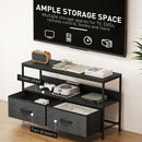 HOMCOM TV Cabinet, TV Console Unit With 2 Foldable Linen Drawers