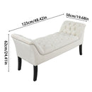 Livingandhome Contemporary Velvet Buttoned Bench with Black Wood Legs