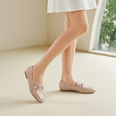 PU Leather Closed Toe Loafers - Nude