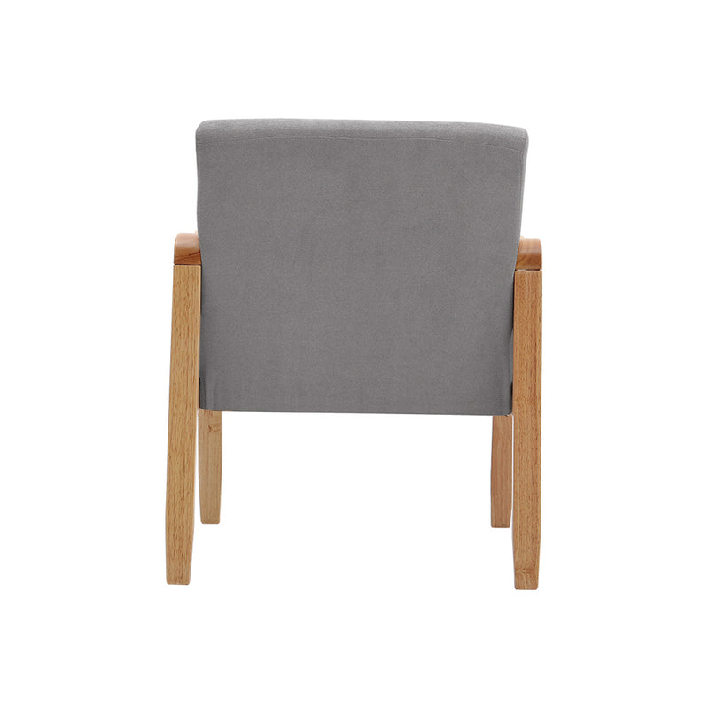 Livingandhome Grey Fabric Armchair with Rubberwood Legs