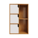 Livingandhome Wooden Bookcase Storage Cabinet with Doors and Open Shelf