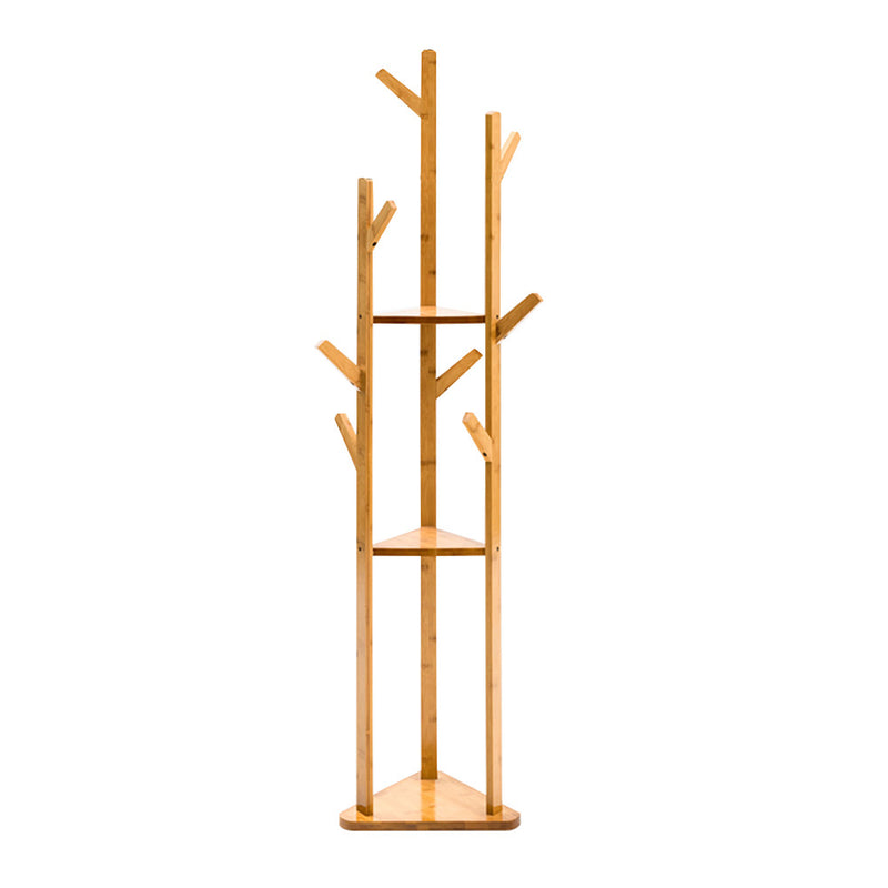 Lifeideas Wooden Coat Rack Stand with 3 Shelves for Entryway