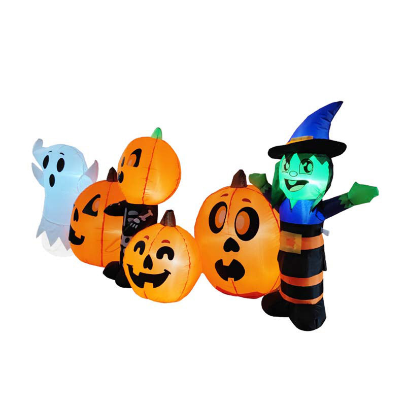 Lifeideas 8ft Halloween Inflatable Pumpkin Outdoor Decoration with Witch & Ghost