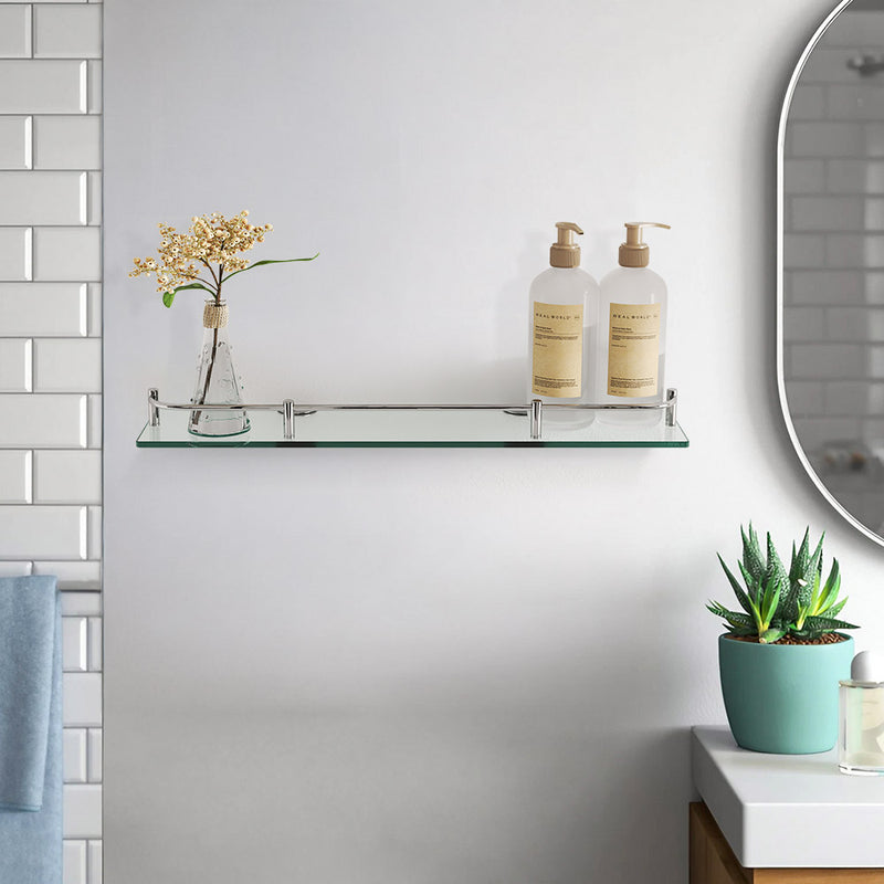 Lifeideas Durable Tempered Glass Bathroom Storage Shelf
