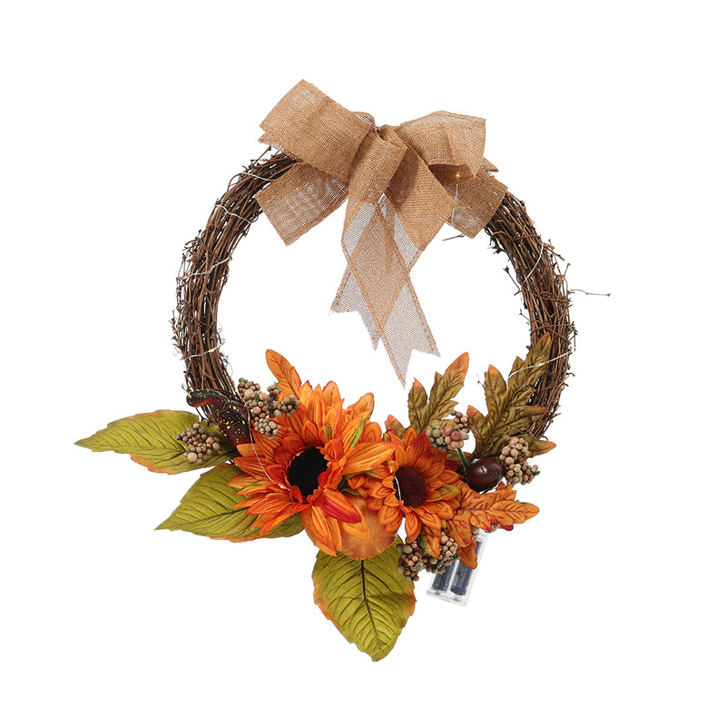 Autumn Sunflower Wreath with Lighted