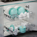 Livingandhome 2 Pcs Metal Sliding Kitchen Cabinet Pull Out Wire Basket Organizer
