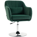 HOMCOM Retro Velvet Swivel Tub Chair With Steel Frame Dark Green
