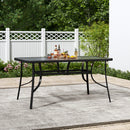 Livingandhome Tempered Glass Outdoor Coffee Table With Parasol Hole