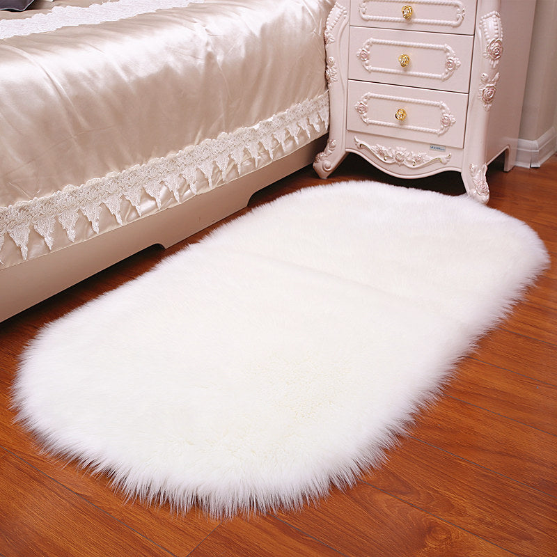 Lifeideas Oval Super Soft Shaggy Area Rug White