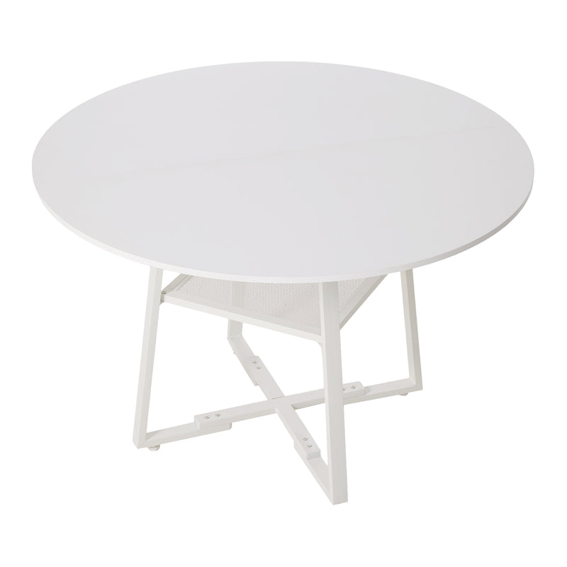 Livingandhome Industrial Round Dining Table White Top