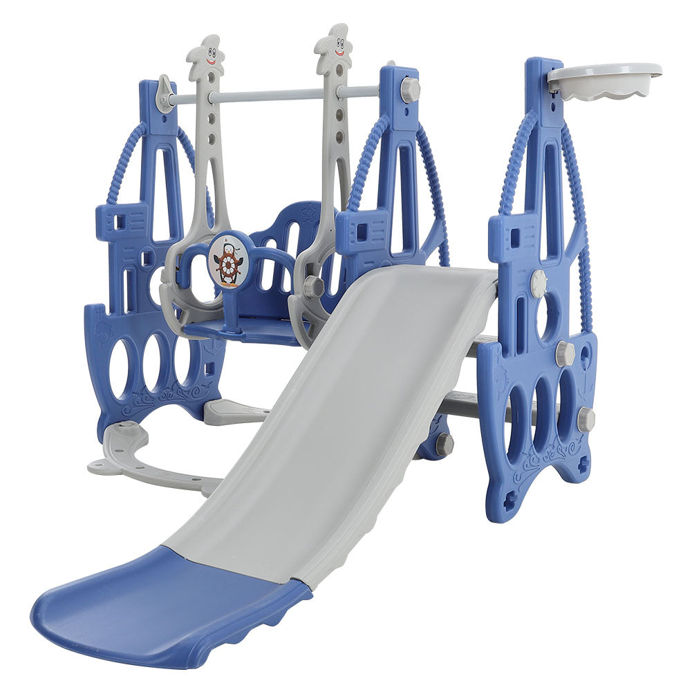 Livingandhome 3 In 1 Toddler Slide, Swing And Climber Playset With Bas