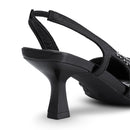 Pointed Closed Toe Slingback Heels - Black