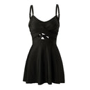 Wrap-Front V-Neck Tummy Control One-Piece Swimsuit