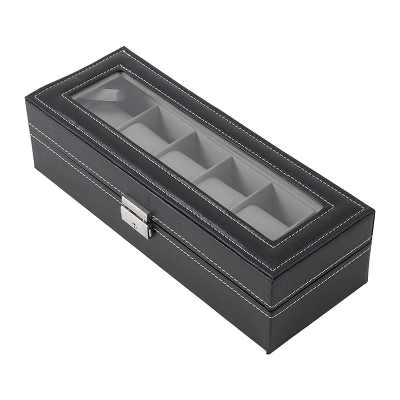 Sheonly Elegant Faux Leather Watch Display Case with 6 Slots