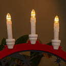 45cm Battery Operated Light up Red Wooden Christmas Candle Bridge with 9 Warm White LEDs