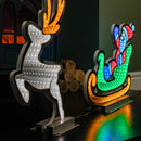 75cm Infinity Santa in Sleigh with Reindeer on Metal Base and Multi-Coloured LEDs
