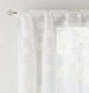 Pair of Sienna White Floral Paste Print Patterned Voile Panels with Rod Pocket Header
