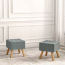 Livingandhome Linen Fabric Padded Wooden Leg Footstool