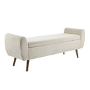 Livingandhome Teddy Fur Upholstered Storage Bench