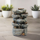 Livingandhome Outdoor Fountain Water Feature Waterfall Solar Powered