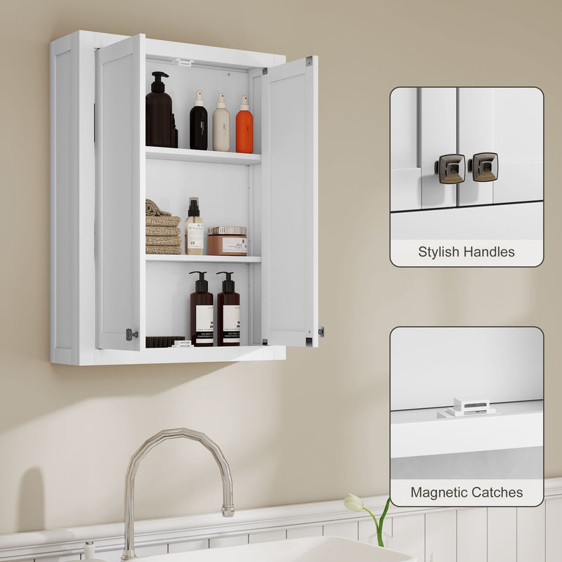 HOMCOM Wall Mounted Storage with Adjustable Shelves, Bathroom Wall Cabinet