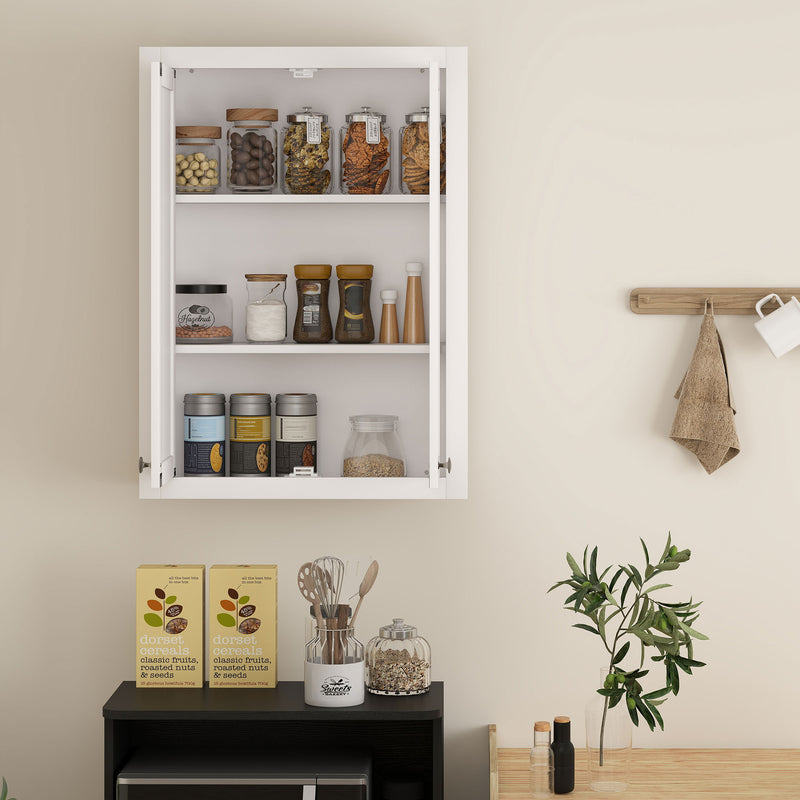 HOMCOM Wall Mounted Storage with Adjustable Shelves, Bathroom Wall Cabinet