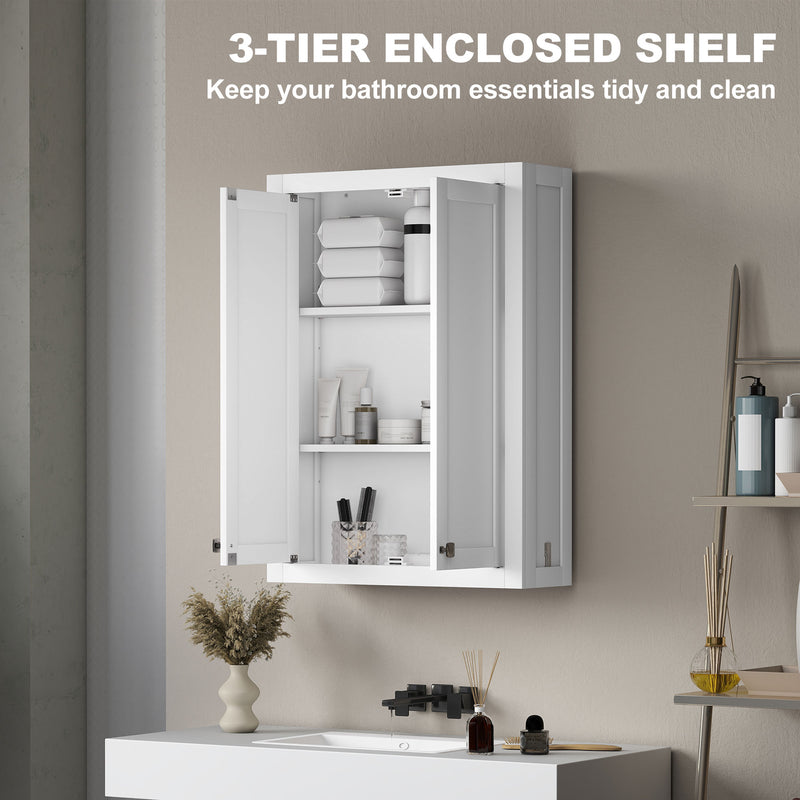 HOMCOM Wall Mounted Storage with Adjustable Shelves, Bathroom Wall Cabinet