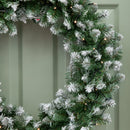 60cm Snow Tipped Christmas Wreath with 50 Warm White LEDs and 160 Bullet Tips