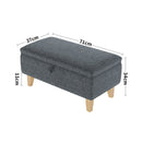 Livingandhome Dark Grey Linen 2-in-1 Storage Ottoman