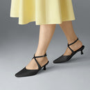 Kitten Heel Slingback Squared-off Closed Toe Heels Pumps