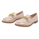 Casual Closed Toe Slip-on Chain Loafers with Low Heel