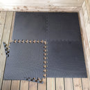 Samuel Alexander Black EVA Foam Floor Mats 60x60cm Interlocking Gym & Play Mats, Non-Slip, Water Resistant